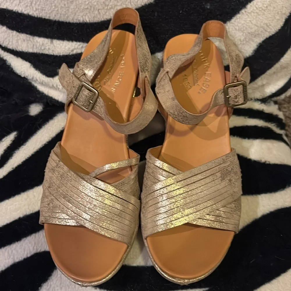 Kork-Ease Metallic Gold Platform Sandals